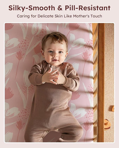 Pack and Play Sheets Fitted 3 Pack, Mini Crib Sheets - Image 2
