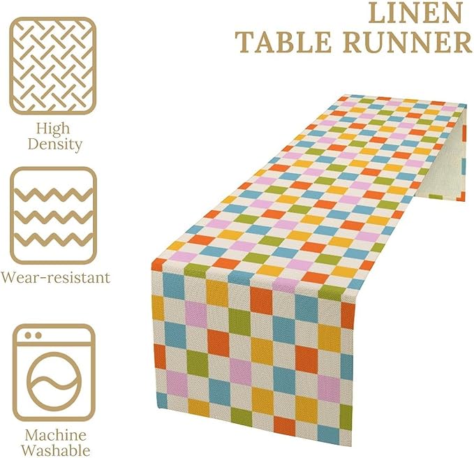 Retro Checkered Table Runner, 60s 70s Summer Seasonal Table Runners - Image 6