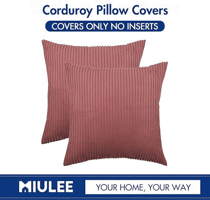 MIULEE Winter Pack of 2 Corduroy Soft Soild Decorative Square Throw Pillow - Image 6