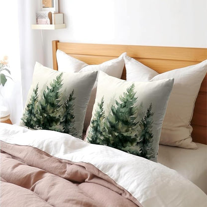 Watercolor Green Tree Throw Pillow Covers 20X20 Inch Set of 2 Green Christmas - Image 8