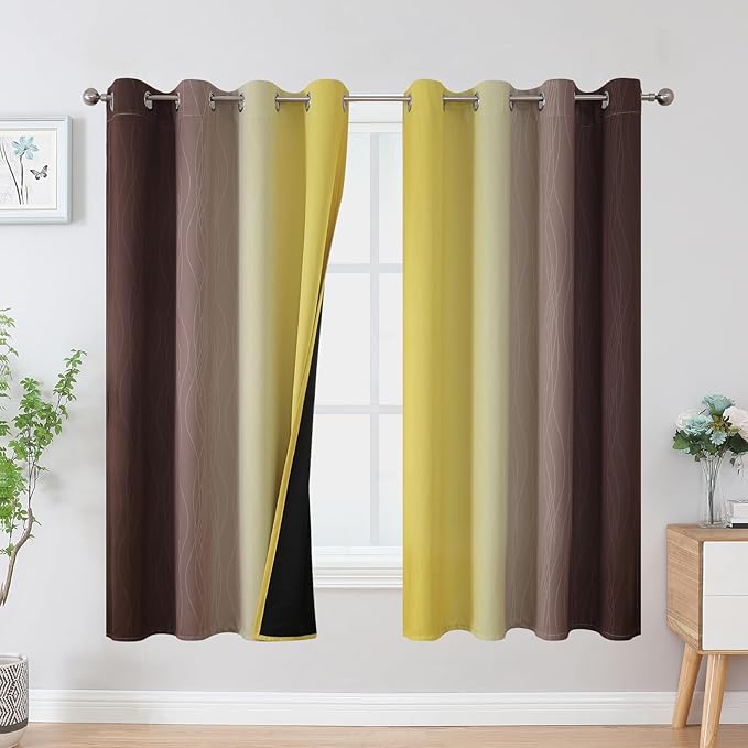 Estelar Textiler Brown and Yellow Blackout Curtains by ESTELARTEXTILER