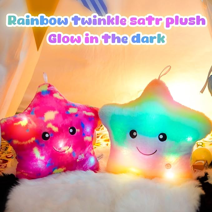 WEWILL 13'' Rainbow Light up Twinkle Star Glowing LED Night Light Plush Toy - Image 6
