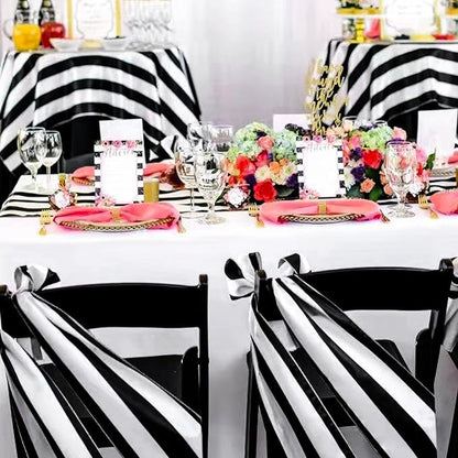 10 Pack Striped Table Runner Polyester Table Decor Classic Black and White - Image 7