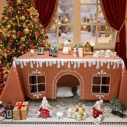 Gingerbread House Christmas Tablecloth, Reusable Waterproof Stain-Resistant - Image 6