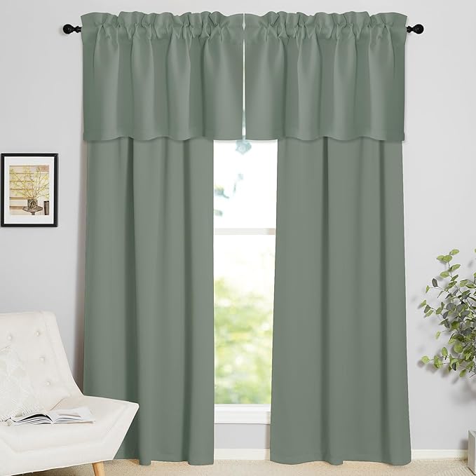 NICETOWN Sage Green Farmhouse Kitchen Christmas Valance - Image 6