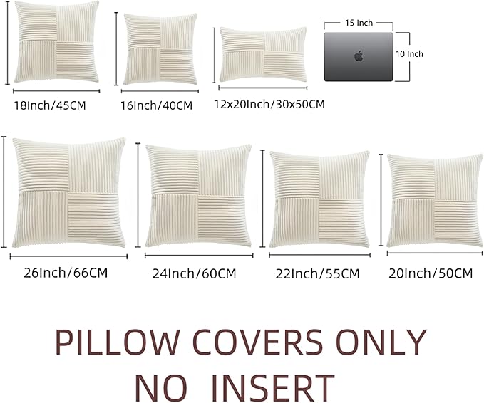 Fancy Homi 2 Packs Cream Decorative Throw Pillow Covers 22x22 Inch - Image 7