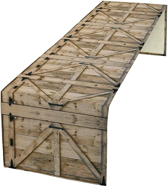 Western Vintage Wood Table Runner Country Barn Door Farm Retro Kitchen Dinner by ZhiRain