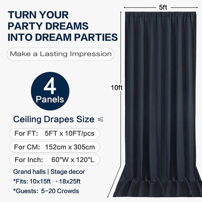 20x10FT Black Backdrop Curtains, Polyester Back Drop for Halloween