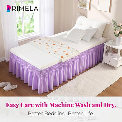 RIMELA Lilac Purple Bed Skirt Twin Size 15 Inch Drop, Elastic Bed Skirting - Image 5