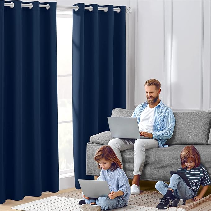 HOMEIDEAS Dark Navy Blackout Curtains - Image 2