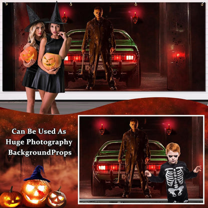 Creepy Halloween Garage Door Cover 7x16ft - Classic Movie Killer Character