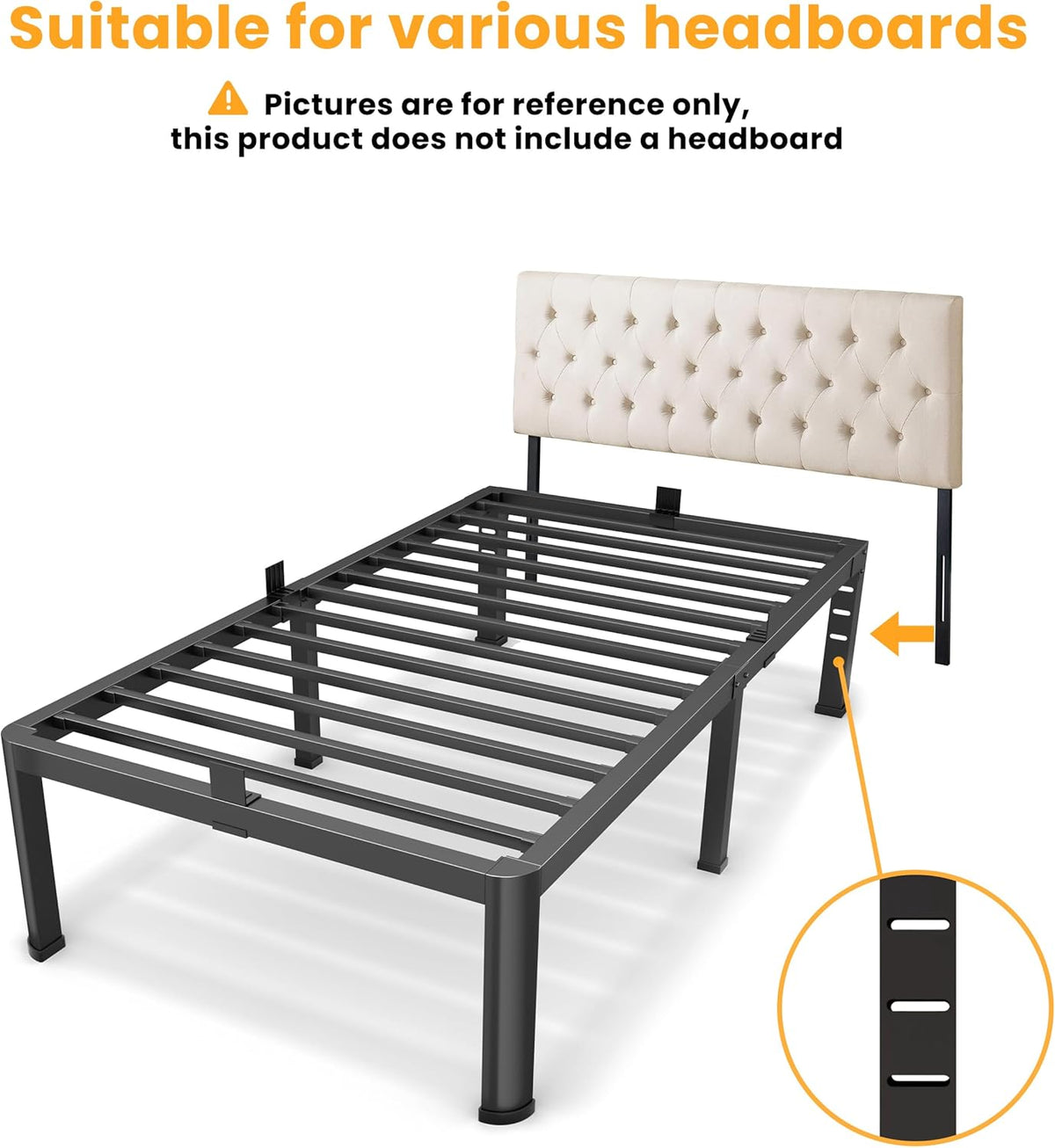 superay 14 inch twin metal bed frame with, package contents