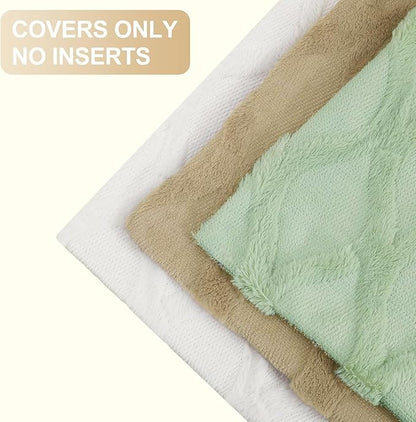 decorUhome Throw Pillow Covers 22x22 Inch Set of 2, Soft Plush Faux Fur Wool - Image 6