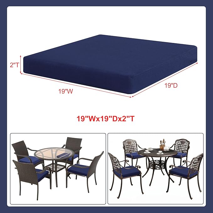 Favoyard Outdoor Chair Cushion Set of 4 Rainproof & Color Fade Resistant 19 x - Image 3