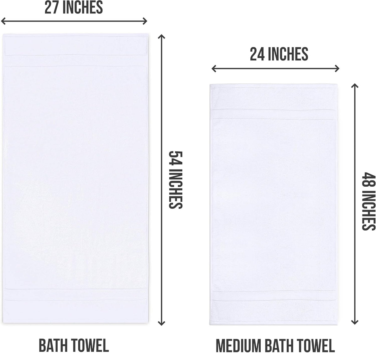 utopia towels 6 pack medium bath towels, 24x48, close-up detail