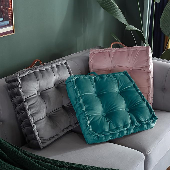vctops Square Solid Color Velvet Seat Cushion - Image 2