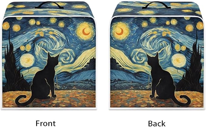 Starry Night Cat Print Coffee Machines Covers - Image 2