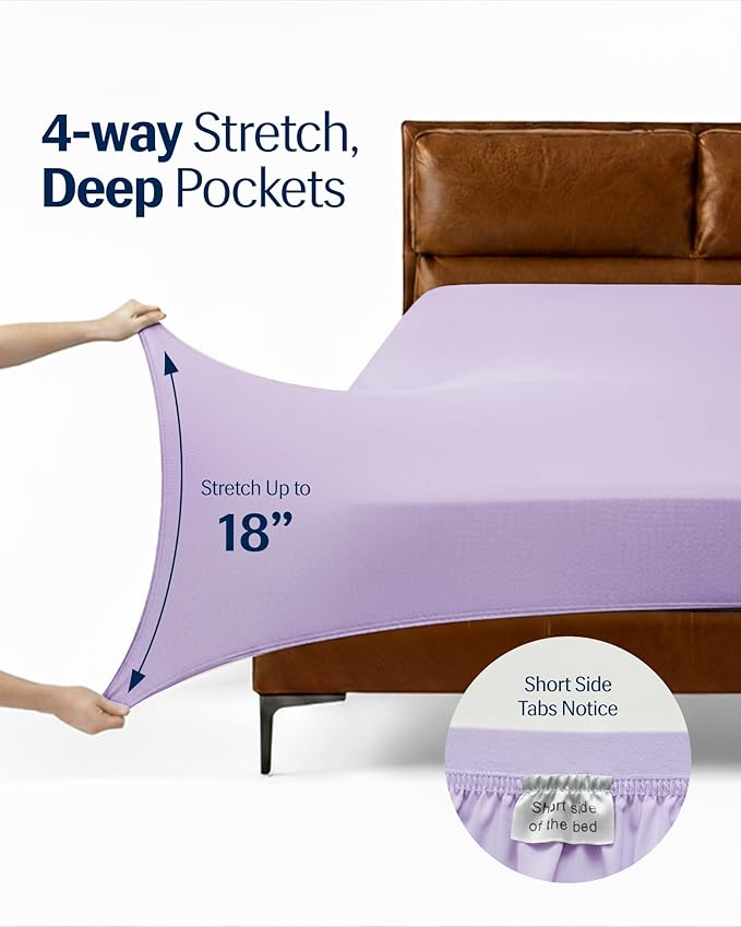 REST® Evercool®+ Starter Sheet Set, Full Size Lavender, Breathable Bed Sheet - Image 7