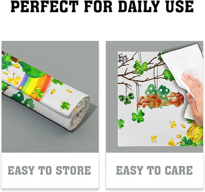 Giwawa St Patricks Day Placemats Set of 4-12"x18" Lucky Clover Tree Elf Hat - Image 6