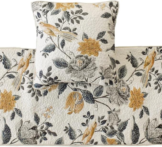 The HomeCentric King/Queen/Twin Blue & Ivory Decorative CA King 86"x18" Bed - Image 2