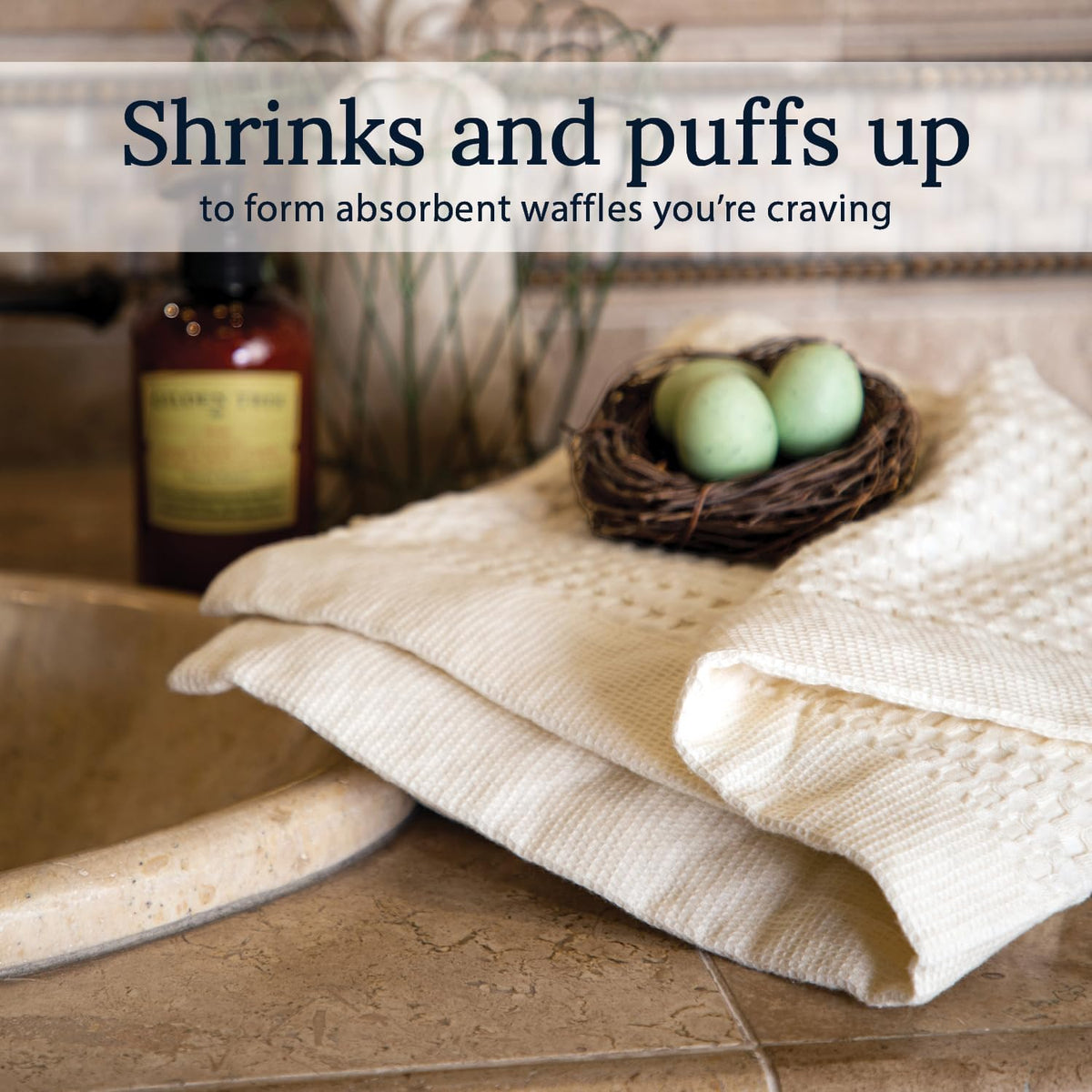 gilden tree waffle towels for bathroom luxury 100%, close-up detail