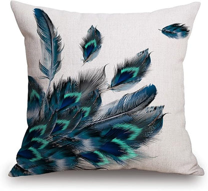 TSSOHU Peacock Feather Watercolor Throw Pillow Case Cushion Cover Couch Sofa by TSSOHU