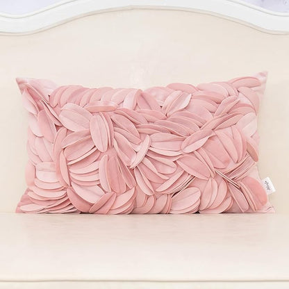 Alerfa 3D Leaves Handmade Throw Pillow Cover Decorative Floral Velvet by Alerfa