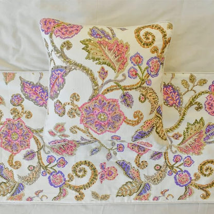 The HomeCentric King/Queen/Twin White & Pink Designer CA King 86"x18" Bed Runner - Image 3
