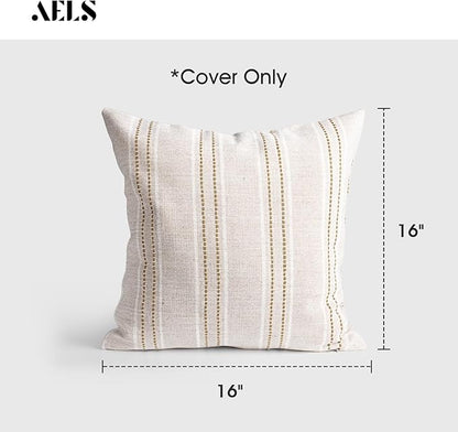 AELS 16x16 Decorative Farmhouse Linen Throw Pillow Covers, Boho Textured Pillow - Image 2
