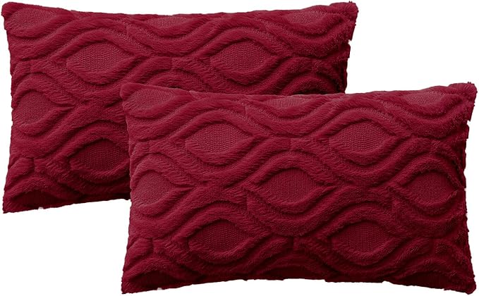 MIULEE Christmas Wine Red Throw Pillow Covers 12x20 Inch, Soft Winter Plush - Image 7
