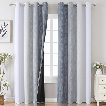 Estelar Textiler Grey and Greyish White Ombre Blackout Curtains 90 Inches Long - Image 2