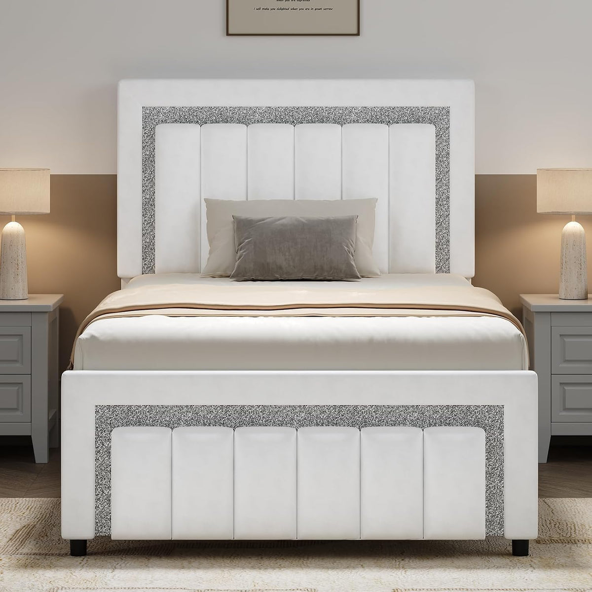 hombck twin bed frame with led lights and on a desk or shelf
