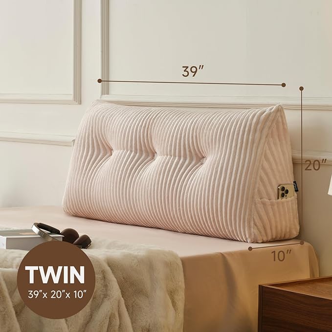 Z-hom Twin Headboard Pillow, Triangular Wedge Reading Pillow - Image 3