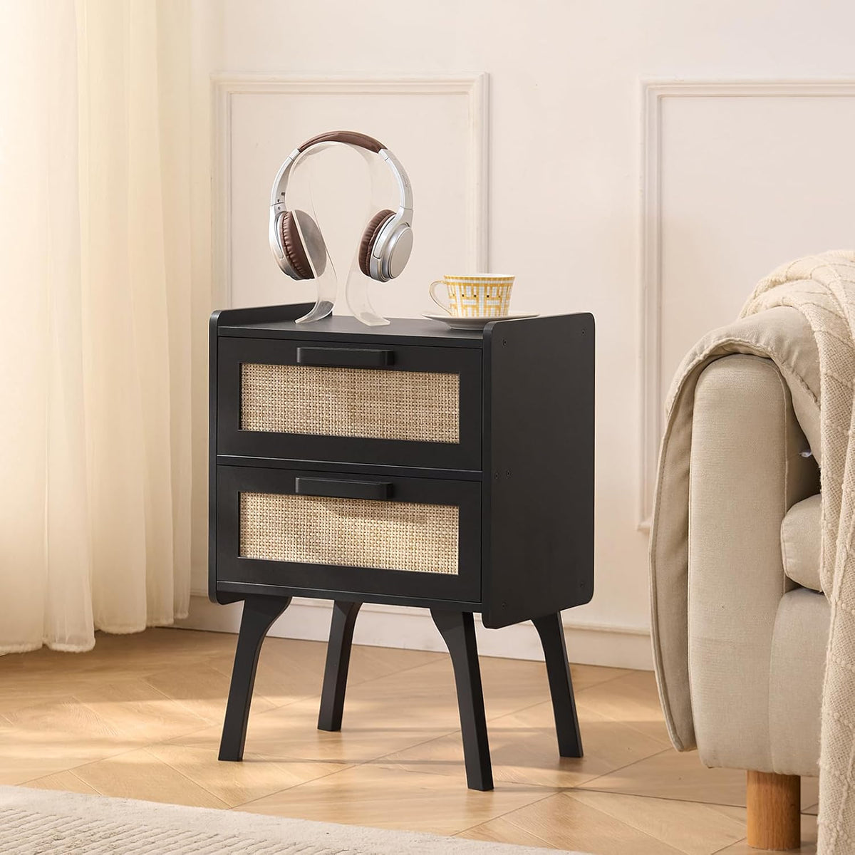 lerliuo rattan nightstands set of 2 for bedroom on a desk or shelf