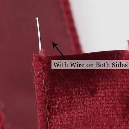 MEEDEE Burgundy Velvet 1 Inch Maroon Wired Ribbon 25 Yards Crushed Velvet - Image 3