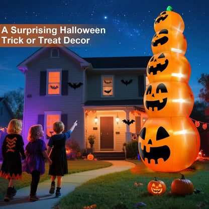 14 FT Giant Halloween Inflatable Stacked Pumpkins Outdoor Decoration