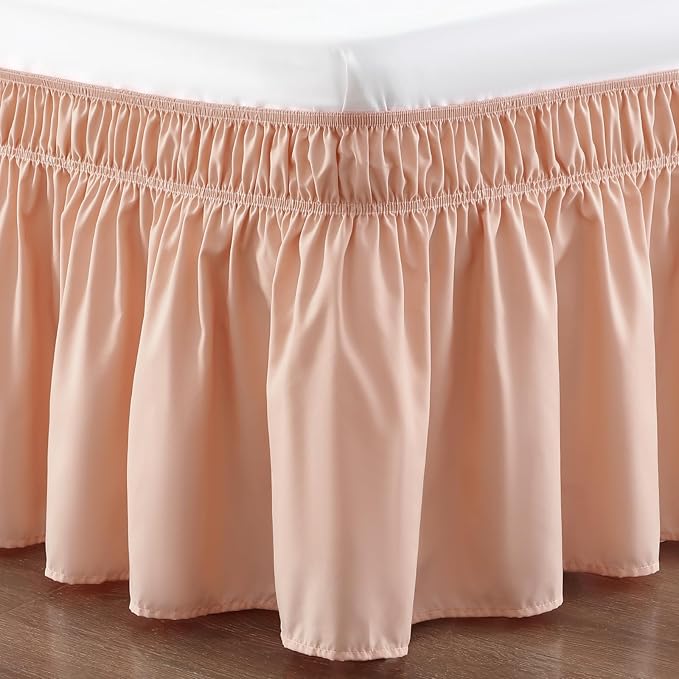 RIMELA Bed Skirt Queen Size 15 Inch Drop, Wrap Around Elastic Bedskirt Solid by RIMELABedSkirt