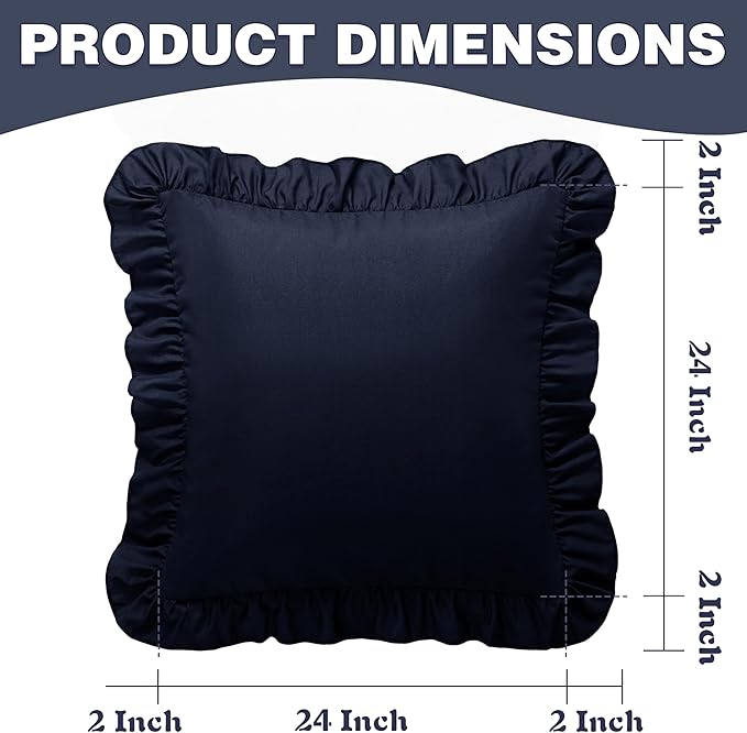 KKJIAF Ruffle Pillow Cases 24x24 Inches, Microfiber Wrinkle Resistant Pillow - Image 3