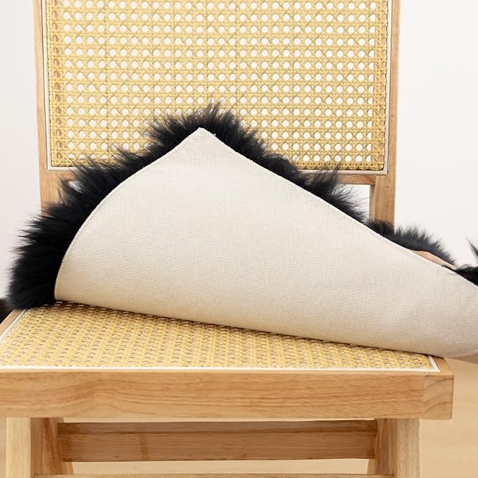 LLB Sheepskin Chair Cushion Non-Slip Back Square Genuine Fur Chair Cover Silky - Image 6