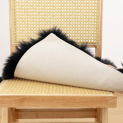 LLB Sheepskin Chair Cushion Non-Slip Back Square Genuine Fur Chair Cover Silky - Image 6