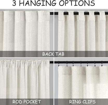 Nanspring 30 Inch Long Cream Curtains - Image 2