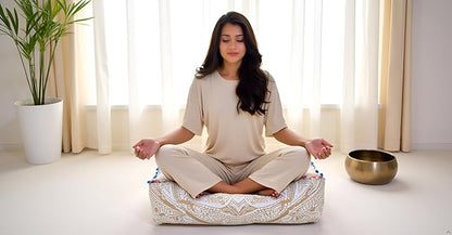 CRAFT KALA 24" Square Large Hippie Mandala Meditation Floor Ottoman Pillow - Image 3