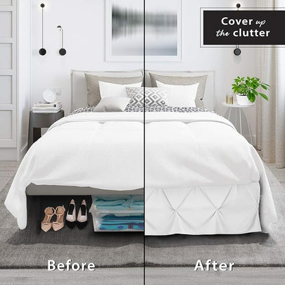Nestl White Bed Skirt King Size, Pinch Pleat King Bed Skirt, Hotel Quality - Image 4