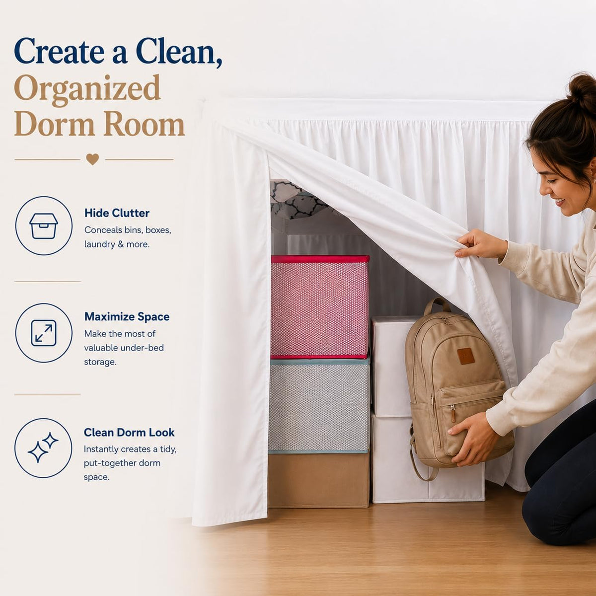 dorm bed skirt full xl 32 inch drop showing dimensions