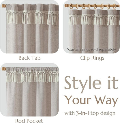 jinchan Linen Curtains for Living Room Bedroom Light Filtering Semi Sheer - Image 4