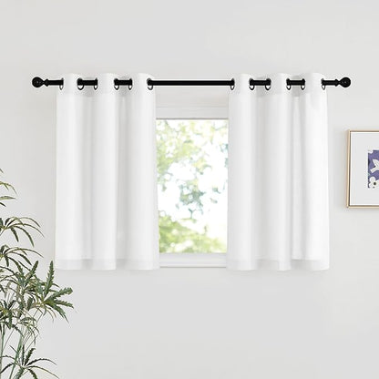 NICETOWN White Linen Kitchen Window Curtains Over Sink, Grommet Thick Linen by NICETOWN