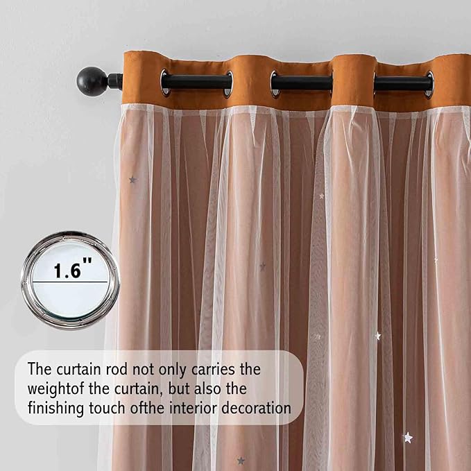 Anytime Romantic Kids Curtain, Hollow-Out Stars Window Curtain Double Layer - Image 3