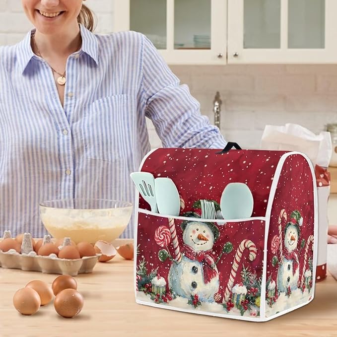 Christmas Snowman Stand Mixer Cover 4.5-5Qt Christmas Mixer Cover Washable - Image 2