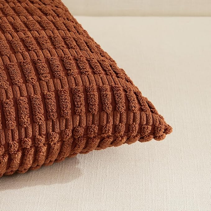 Fancy Homi 4 Packs Rust Decorative Throw Pillow Covers 22x22 Inch - Image 4