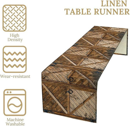Rustic Barn Door Table Runner Retro Old Wooden Farmhouse Western Country - Image 7
